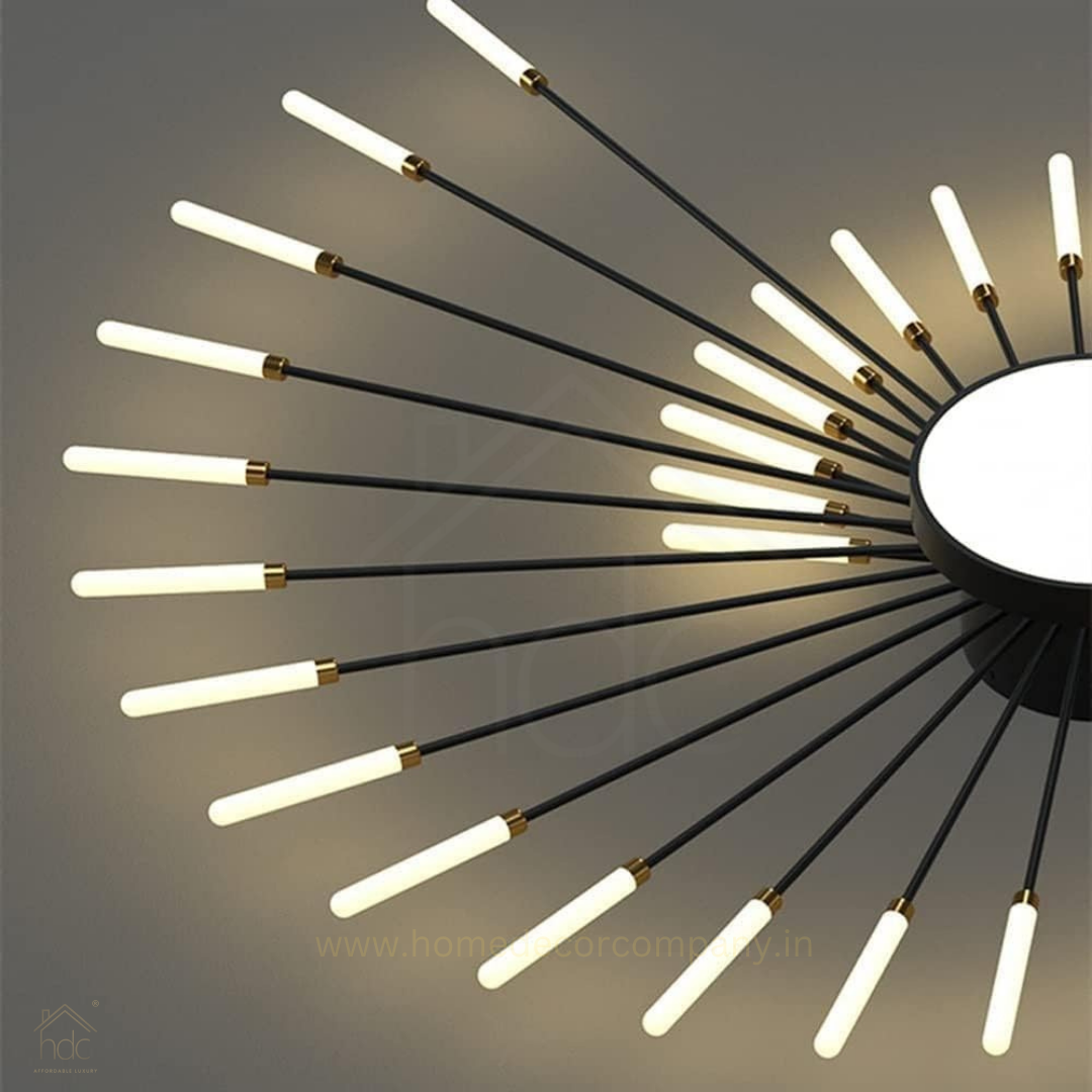 HDC 28+1, 42+1 Light Black Body Acrylic Led Chandelier Ring For Living Room Lamp - Warm White