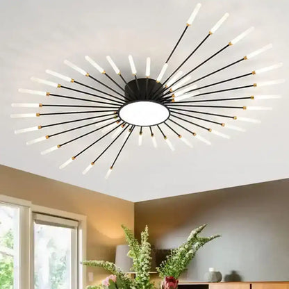 HDC 28+1, 42+1 Light Black Body Acrylic Led Chandelier Ring For Living Room Lamp - Warm White