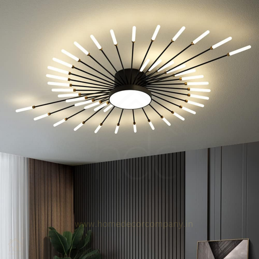 HDC 28+1, 42+1 Light Black Body Acrylic Led Chandelier Ring For Living Room Lamp - Warm White