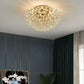 HDC 300MM Gold Luxury Crystal Flush Mount Ceiling Light for Living Area Home - Warm White