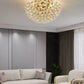 HDC 300MM Gold Luxury Crystal Flush Mount Ceiling Light for Living Area Home - Warm White
