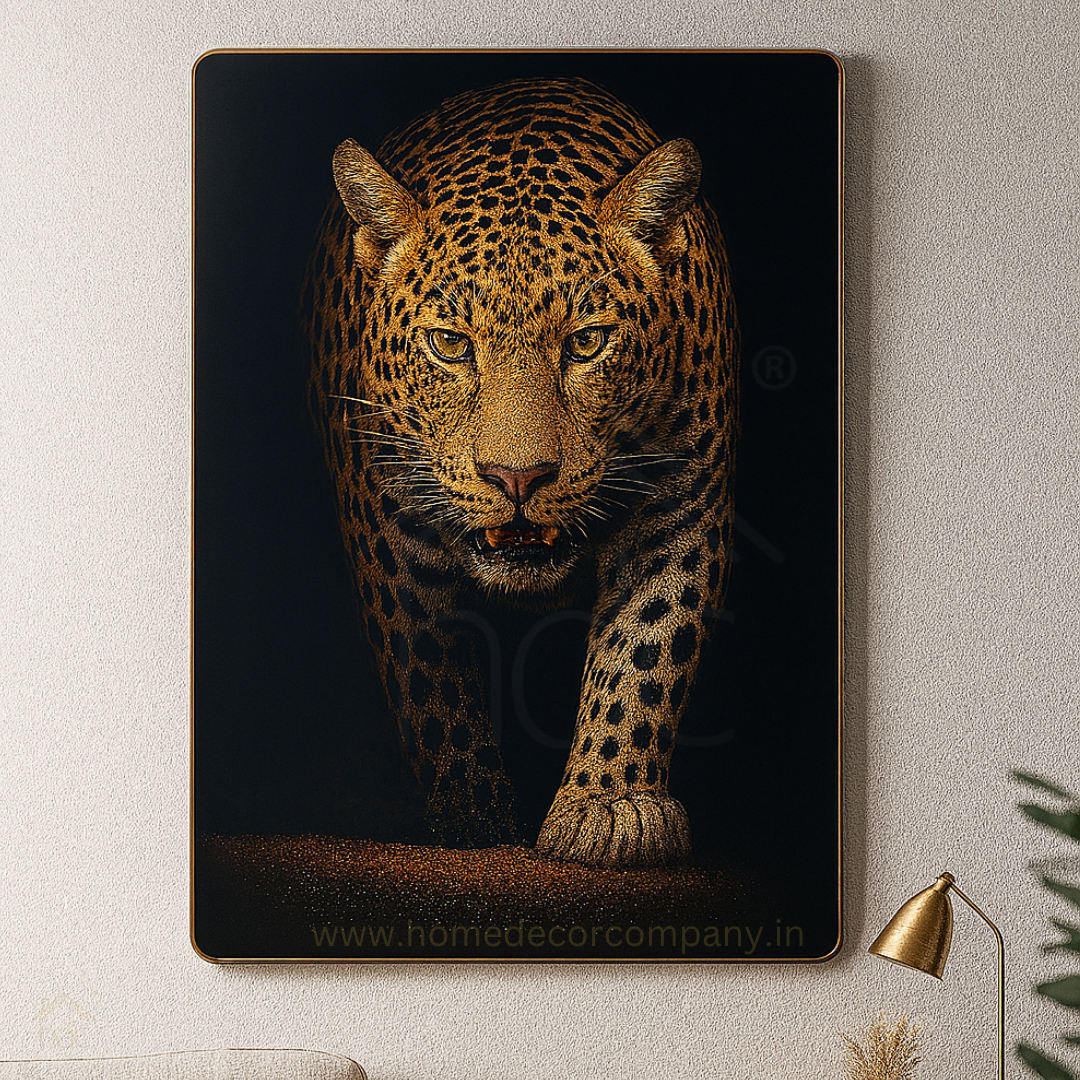 Hdc Modern Majestic Fierce Leopard Canvas Wall Art Crystal Painting