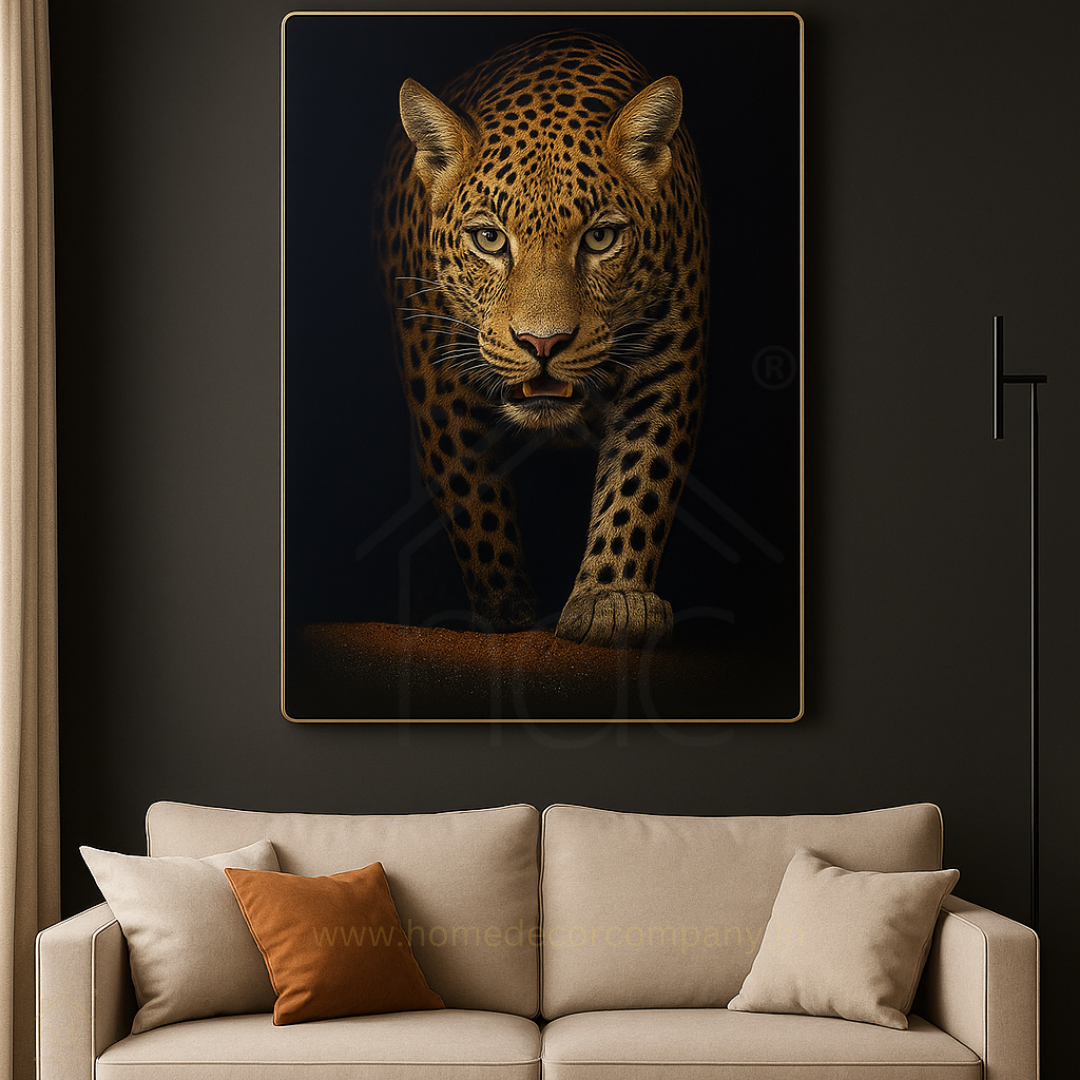 Hdc Modern Majestic Fierce Leopard Canvas Wall Art Crystal Painting