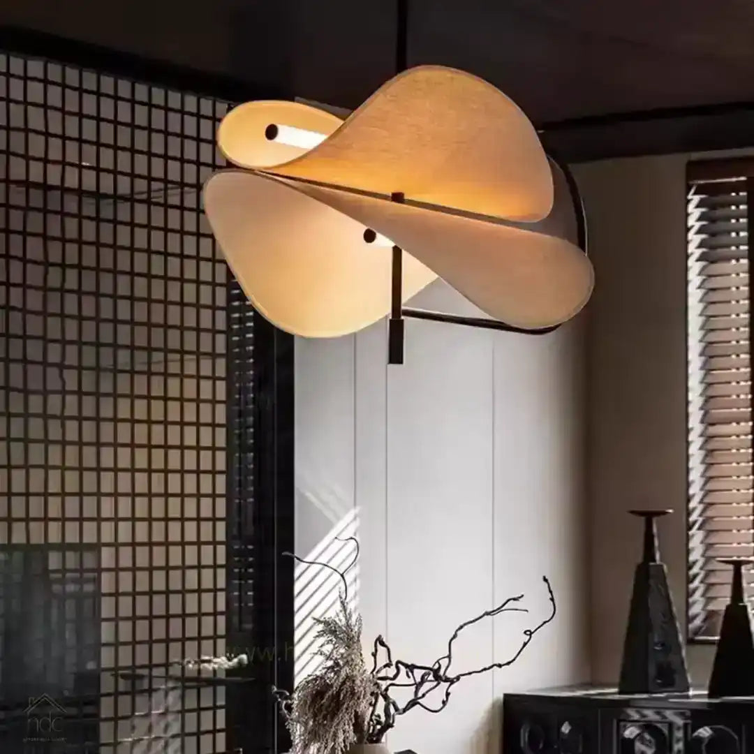 Hdc Modern Japanese Style Nordic Fabric Led Chandelier Living Dining Bedroom Pendant Light Indoor Lighting Fixtures