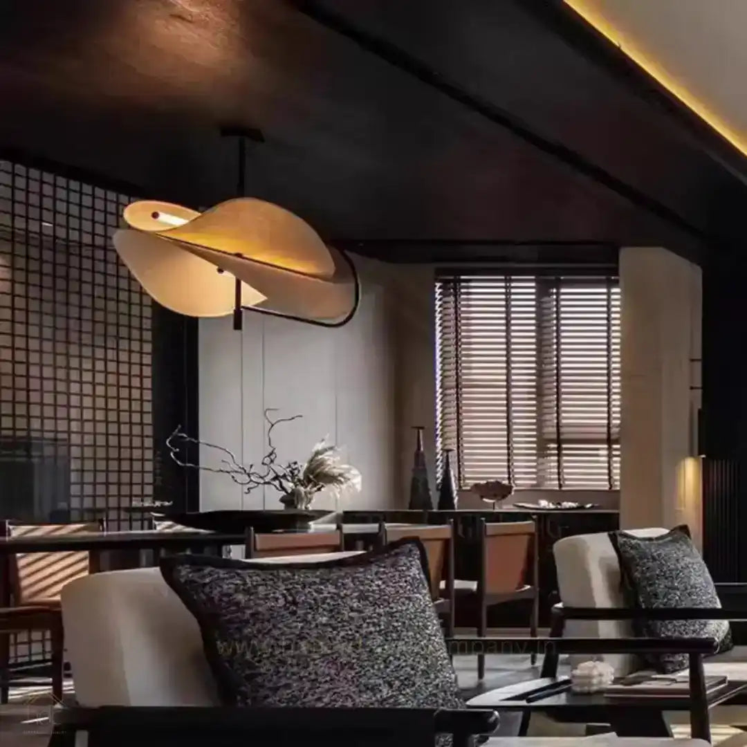 Hdc Modern Japanese Style Nordic Fabric Led Chandelier Living Dining Bedroom Pendant Light Indoor Lighting Fixtures