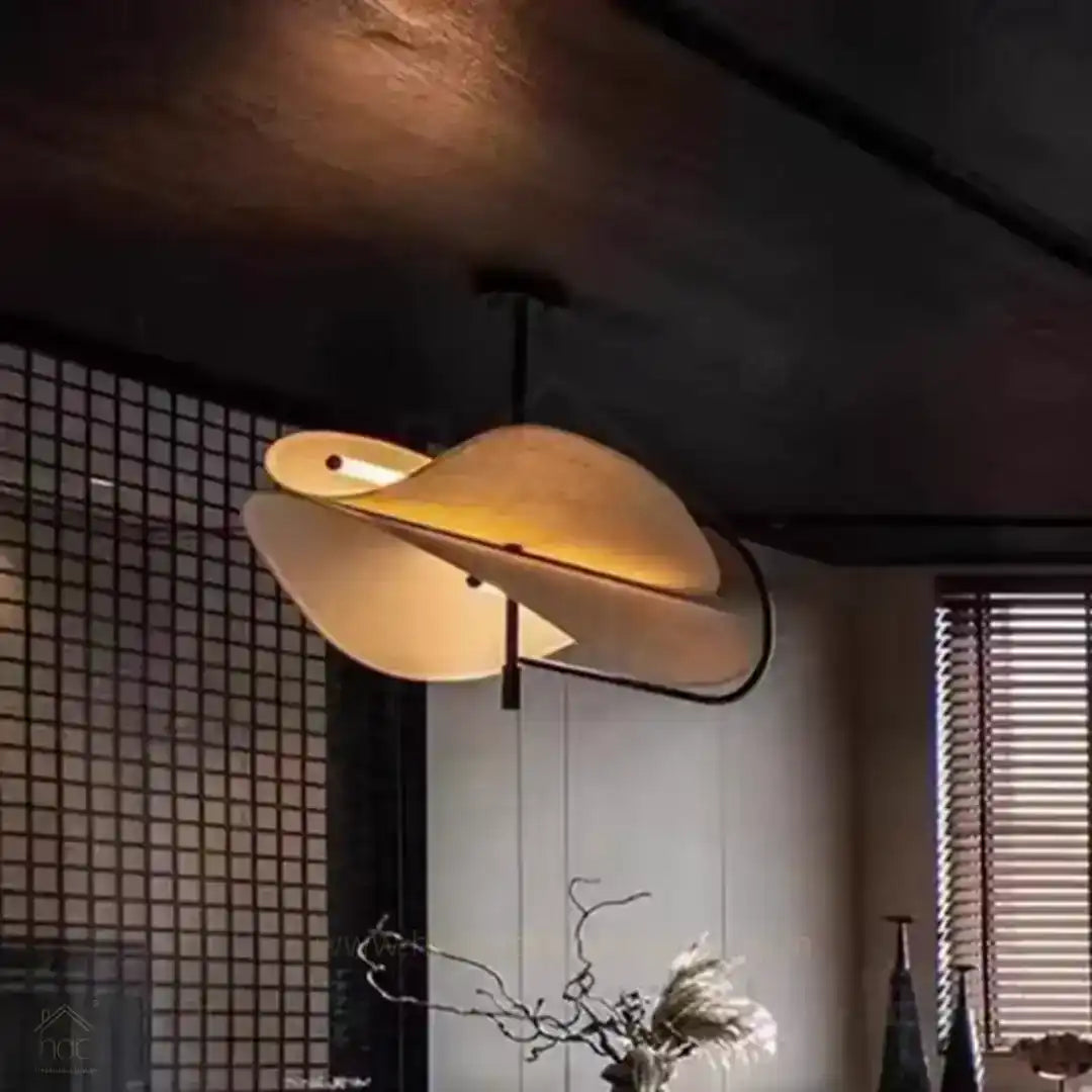 Hdc Modern Japanese Style Nordic Fabric Led Chandelier Living Dining Bedroom Pendant Light Indoor Lighting Fixtures