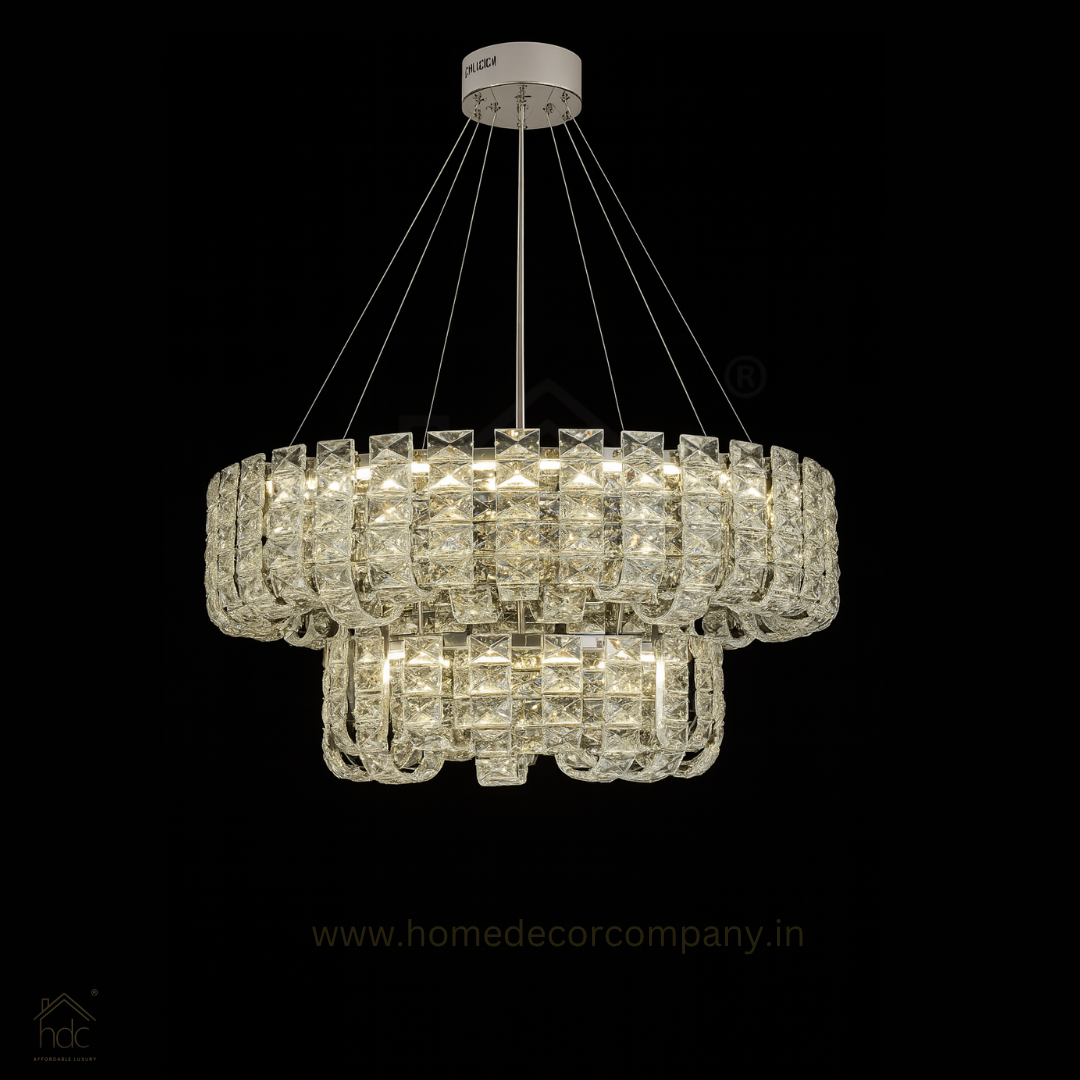 Hdc Modern Geometric Double Linear Design Luxury American Ball Crystal Chandelier