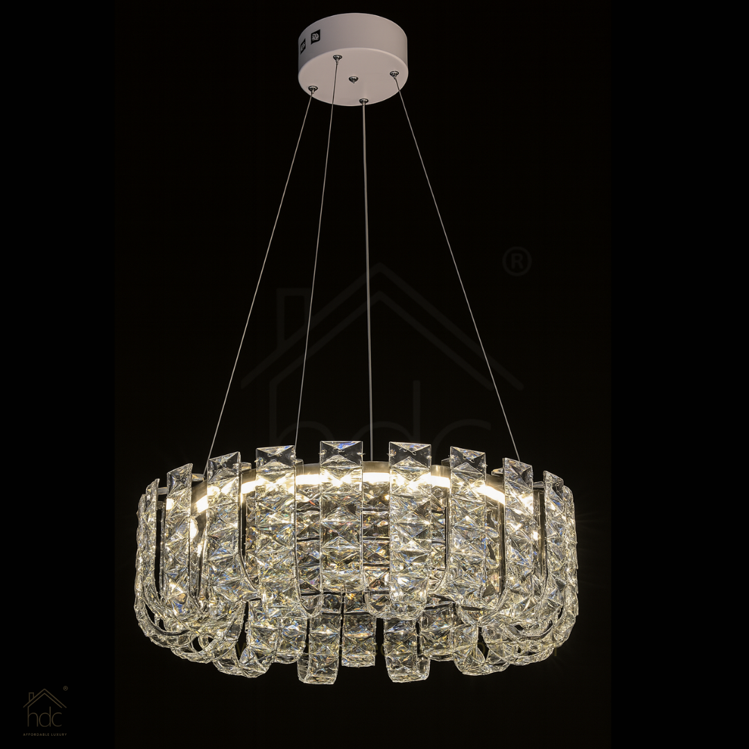Hdc 600mm Luxury Crystal Halo Chandelier Modern Round LED Chandelier Light