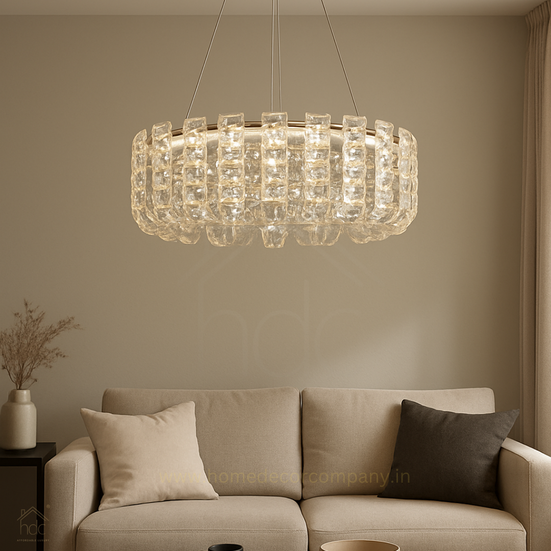 Hdc 600mm Luxury Crystal Halo Chandelier Modern Round LED Chandelier Light