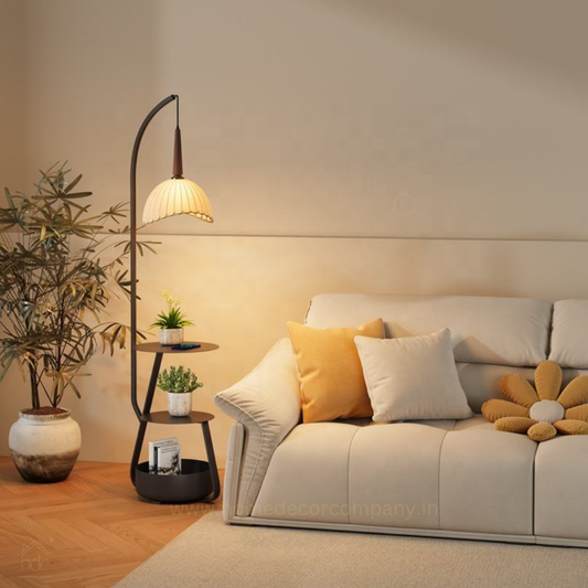 HDC American Retro Decorative Lighting for Home Bedroom, Living Room, Study, Floor Lamp with Wooden Table, Practical