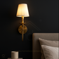 Hdc Modern Classic Brass Wall Lamp with Pleated Fabric Shade For living room, bedroom, hallway Wall lights