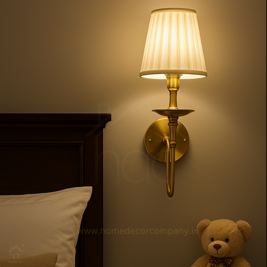 Hdc Modern Classic Brass Wall Lamp with Pleated Fabric Shade For living room, bedroom, hallway Wall lights