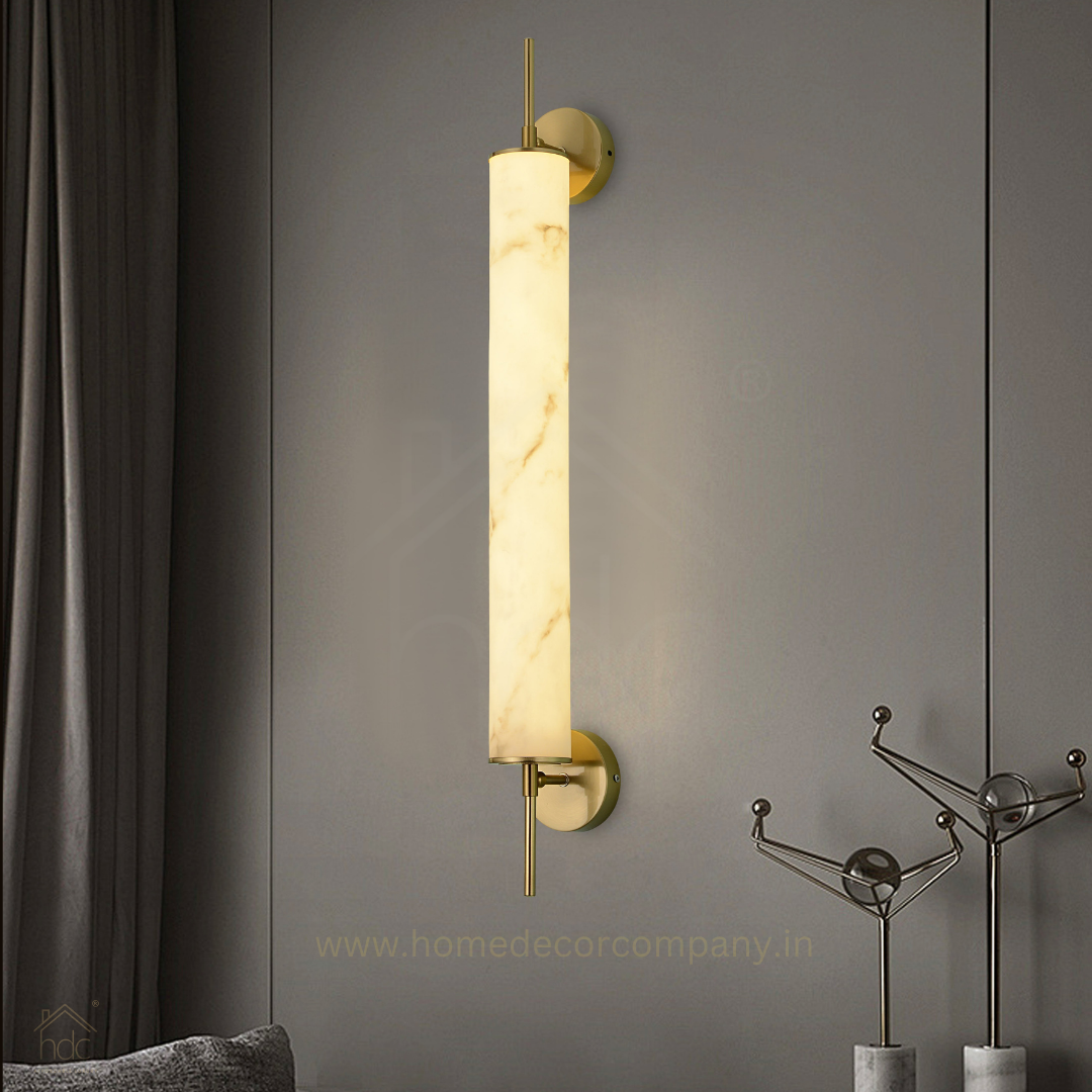 Hdc Modern Vertical Wall Light Marble Finish Cylinder Sconce For living room, Bedroom, Hallway