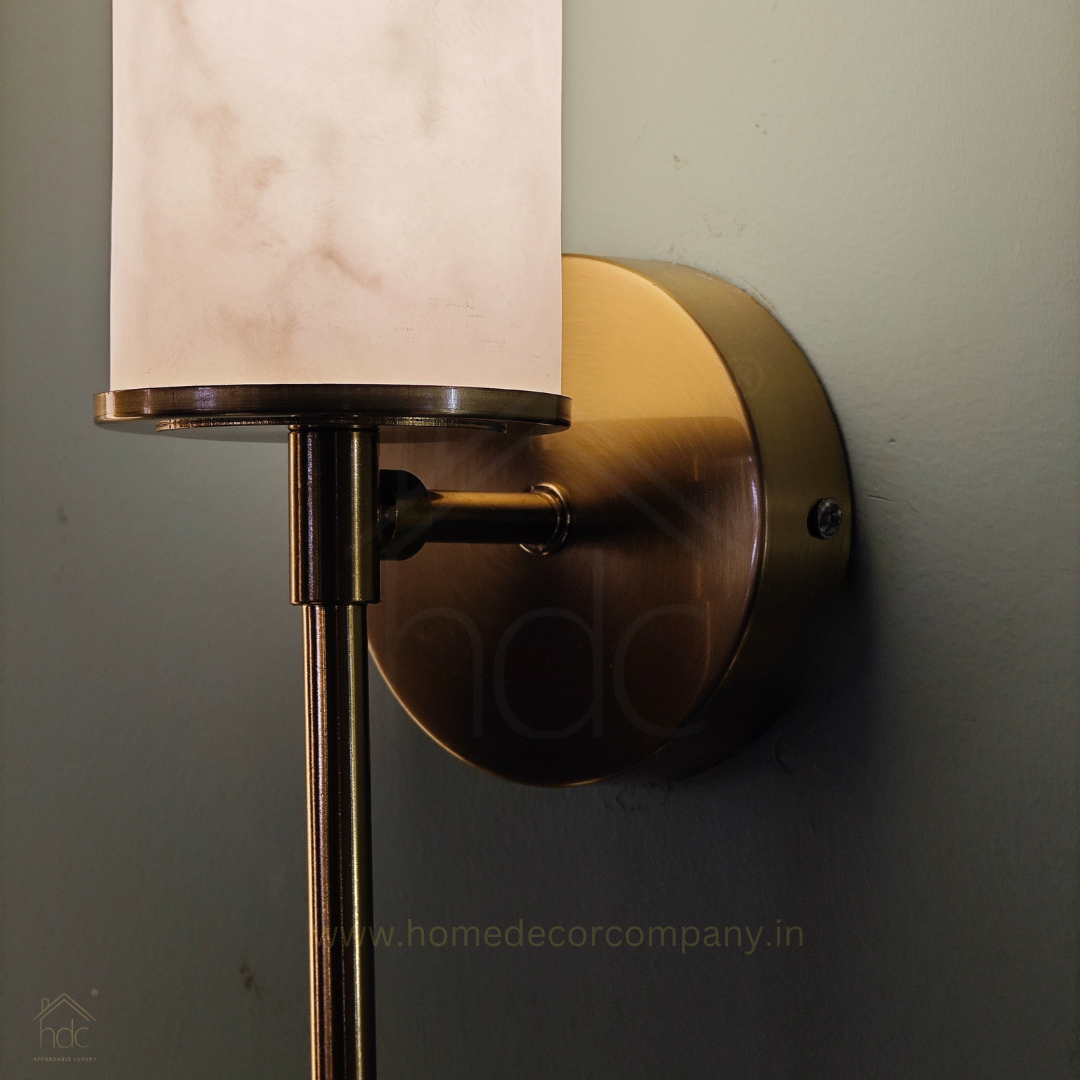 Hdc Modern Vertical Wall Light Marble Finish Cylinder Sconce For living room, Bedroom, Hallway