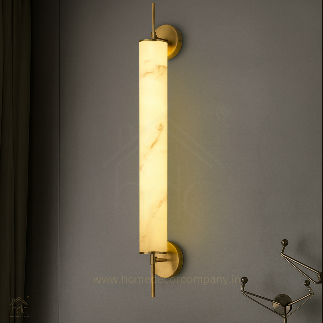 Hdc Modern Vertical Wall Light Marble Finish Cylinder Sconce For livin