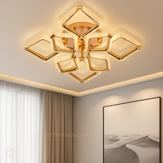 HDC Modern Minimalist Diamond 8 Square Led Ceiling Lamp Light Luxury Acrylic Living Room Lights Lighting Bedroom Lamps Luster Fixture