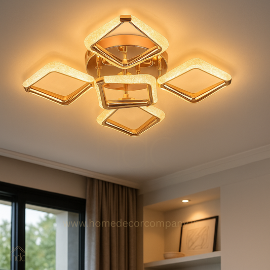 HDC Modern Minimalist Diamond 5 Square Led Ceiling Lamp Light Luxury Acrylic Living Room Lights Lighting Bedroom Lamps Luster Fixture