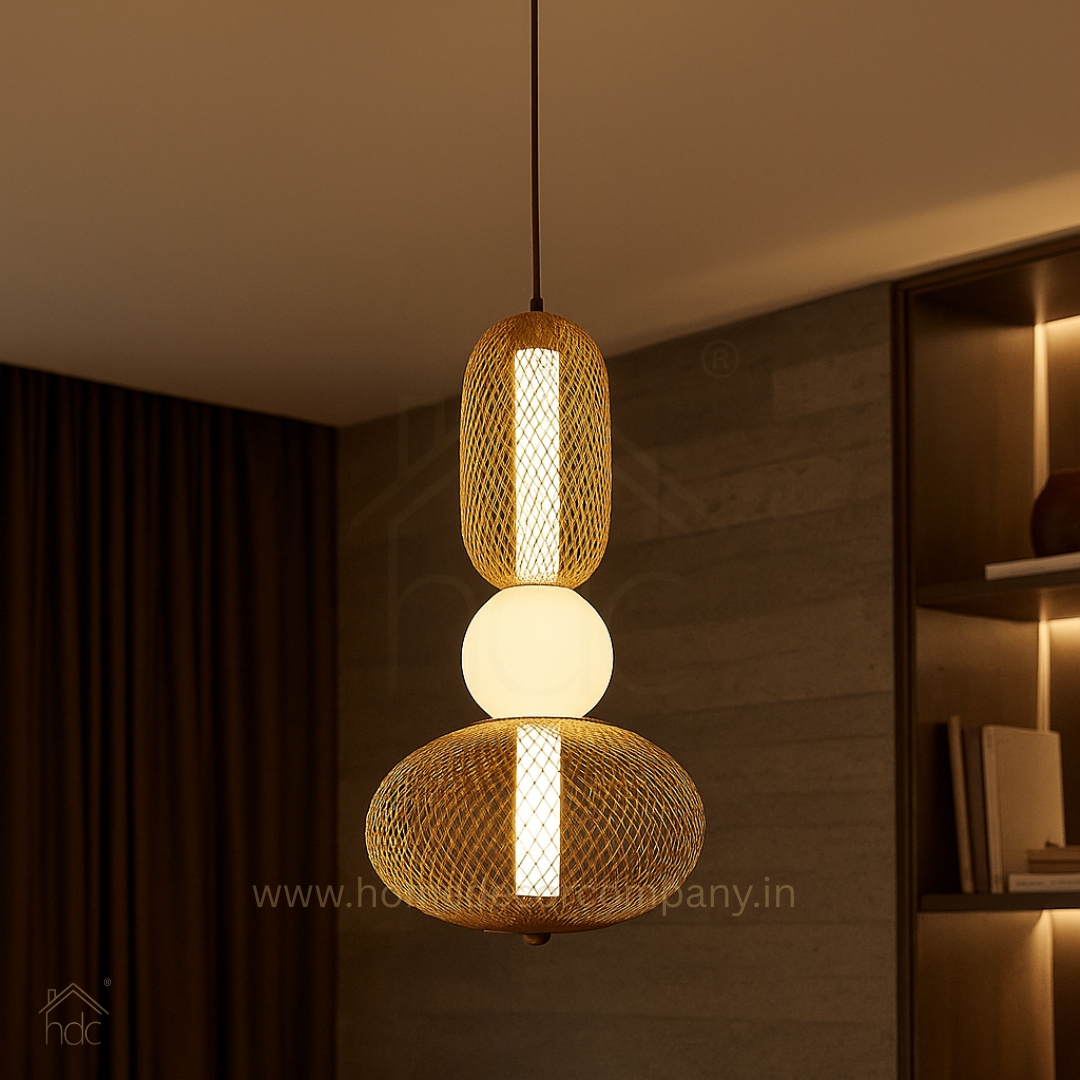 Hdc layered Metal Mesh Gold Geometric Pendant Light For Living Room, Drawing Room