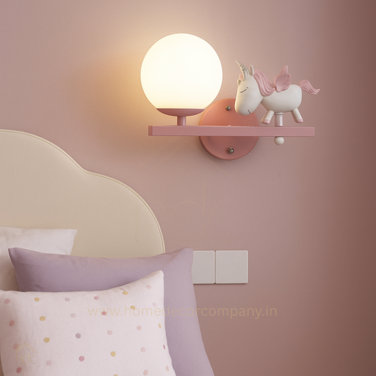 Hdc Kids’ Unicorn Wall Lamp with Shelf Pink Night Light Wall Sconce for Childrens Room Bedroom Nursery Kids Lights