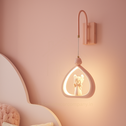 Hdc Kids’ Bunny Pink Doll Wall Lamp LED Night Light Wall Sconce for Childrens Room Bedroom Nursery Kids Lights