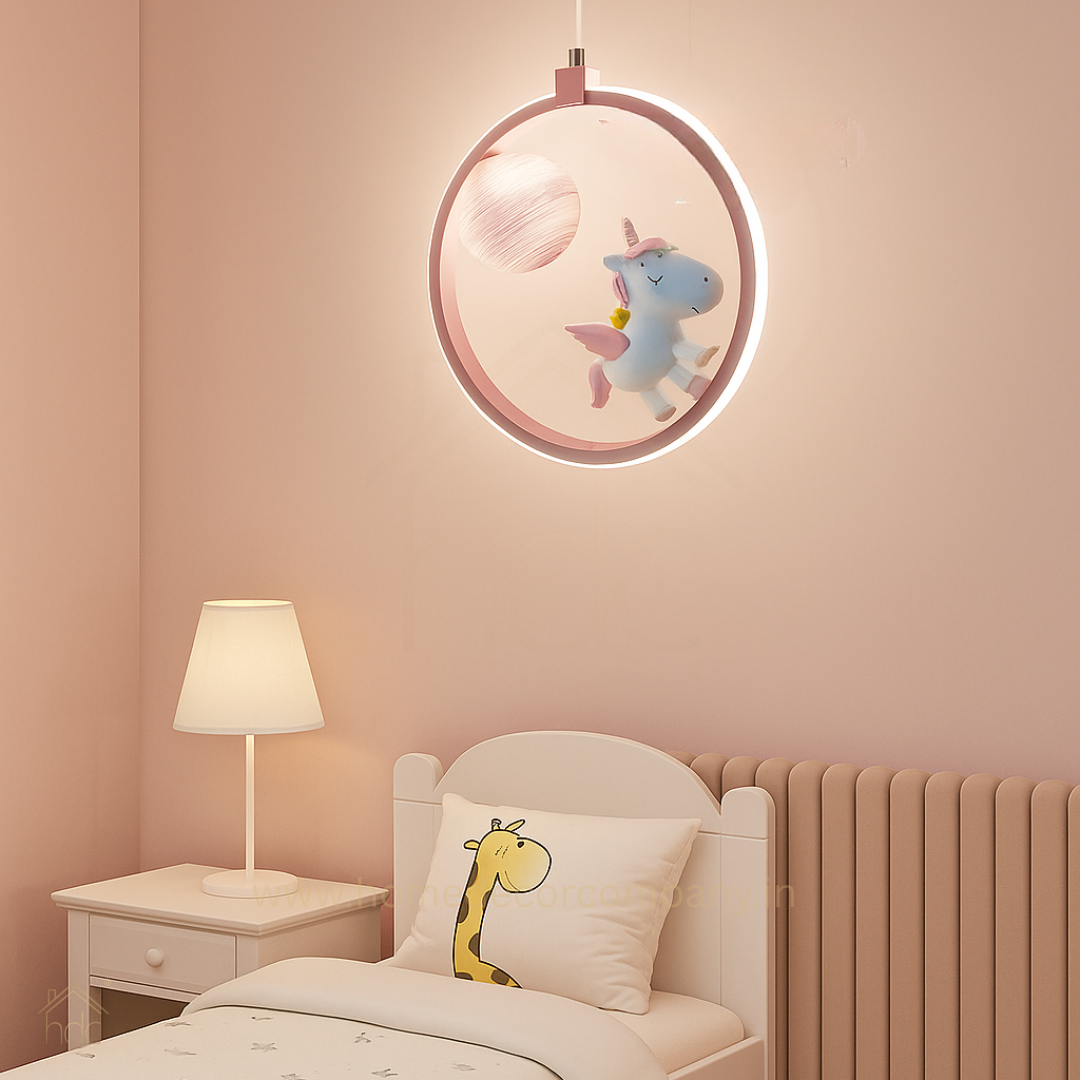 Hdc Kids’ Unicorn Ring Wall Lamp LED Night Light Pendant Light for Childrens Room Bedroom Nursery Kids Lights
