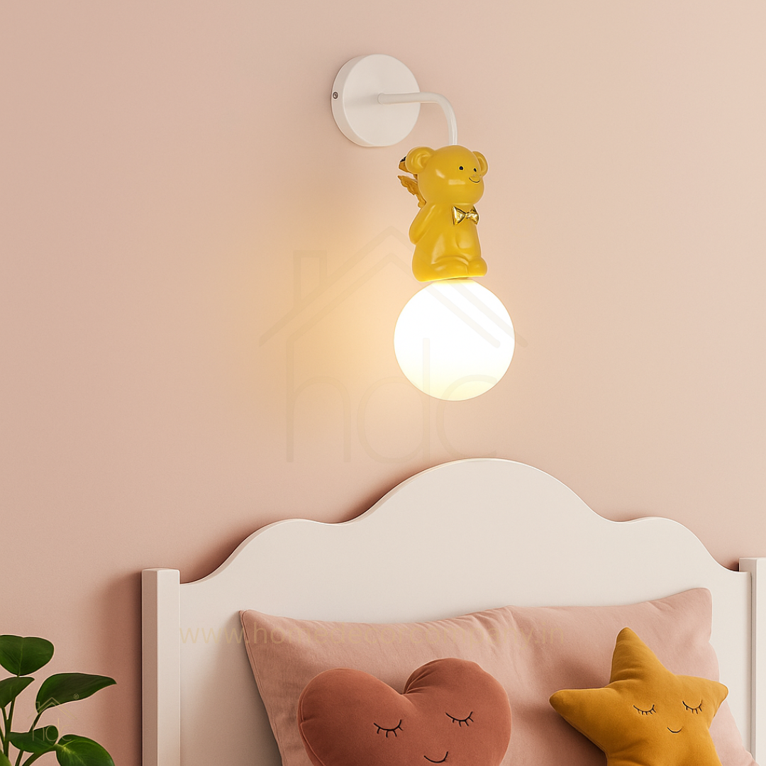 Hdc Kids’ Teddy Bear Wall Lamp LED Night Wall Scone Light For Childrens Room Bedroom Nursery Kids Lights