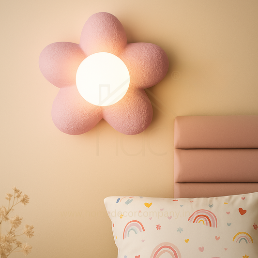 Hdc Kids’ Flower Pink LED Night Light Wall Lamp Cute Pastel Pink Flower-Shaped Design