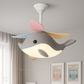 Hdc Kids’ Dolphin Ceiling Fan with LED Light Multi-Color Blades Fan Chandelier