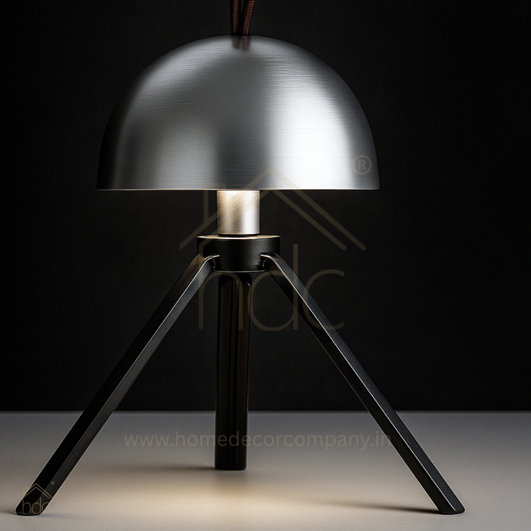 Hdc AstroDome Tripod LED Table Lamp Matte Black & Silver Finish Futuristic Minimalist Design with Adjustable Light