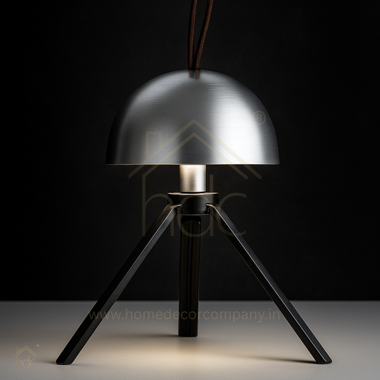 Hdc AstroDome Tripod LED Table Lamp Matte Black & Silver Finish Futuristic Minimalist Design with Adjustable Light