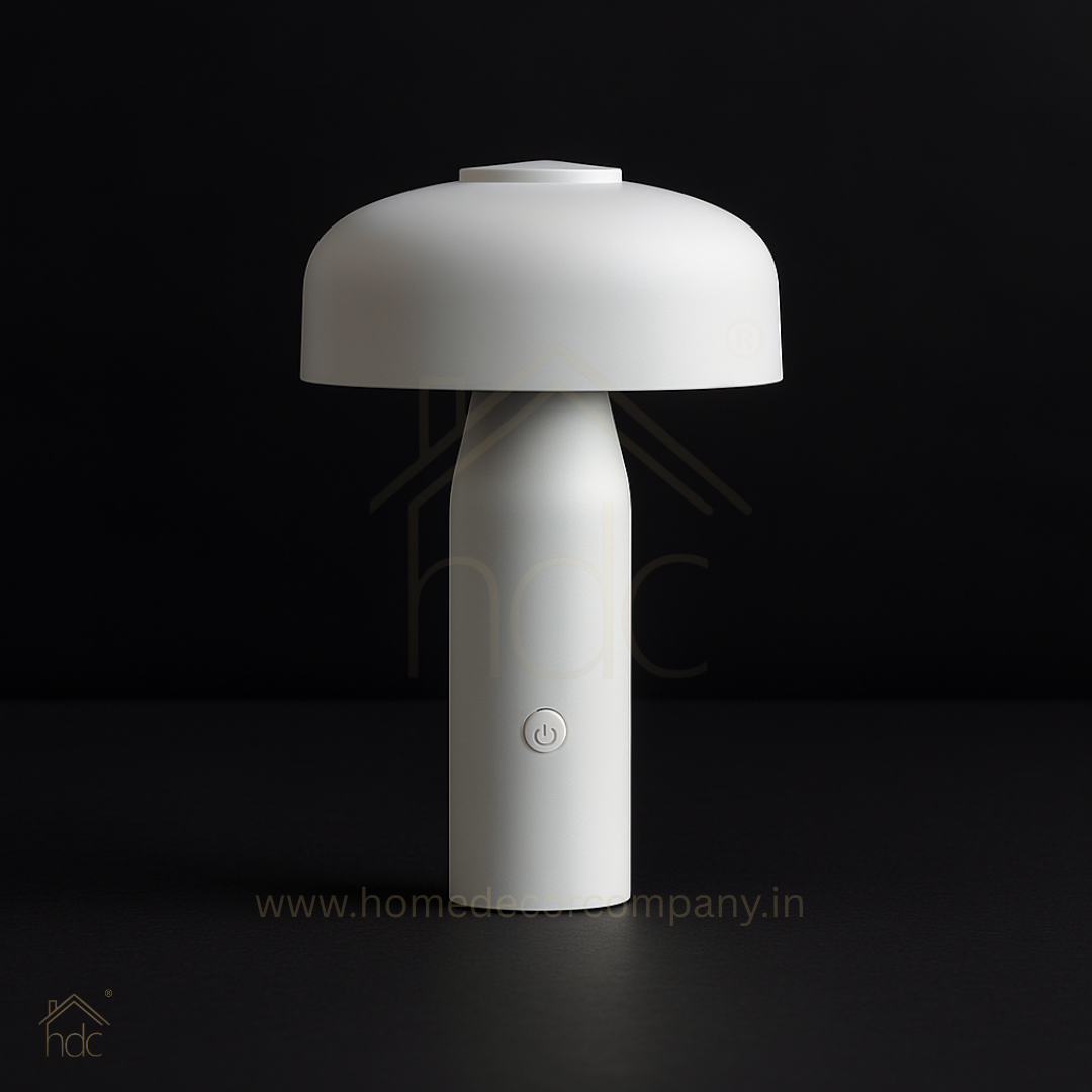 Hdc Minimalist Mushroom LED Lamp  Matte White, Rechargeable, Touch Control