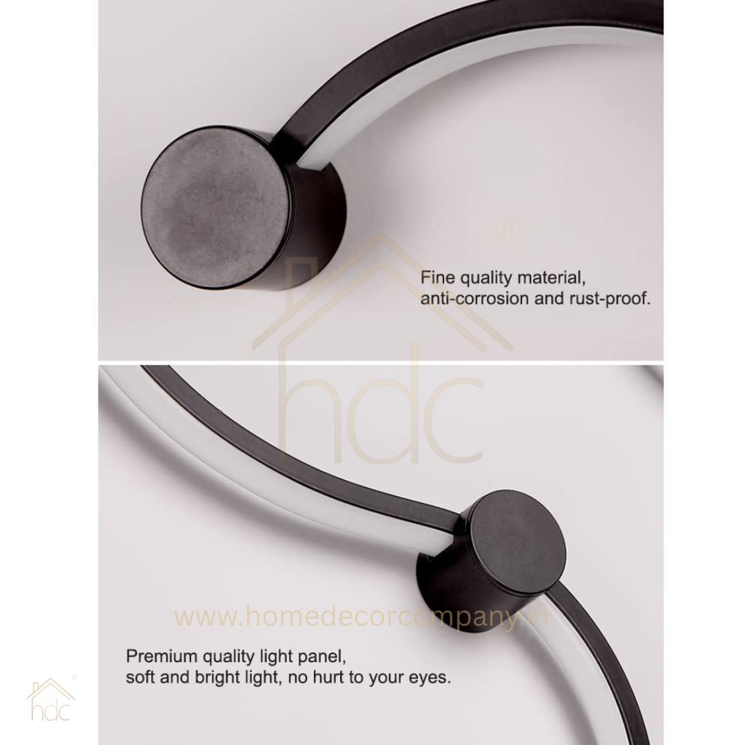 HDC Modern LED Wall Light Abstract Wave Design for Bedroom, Living Room & Accent Walls, Warm White Matte Black Finish