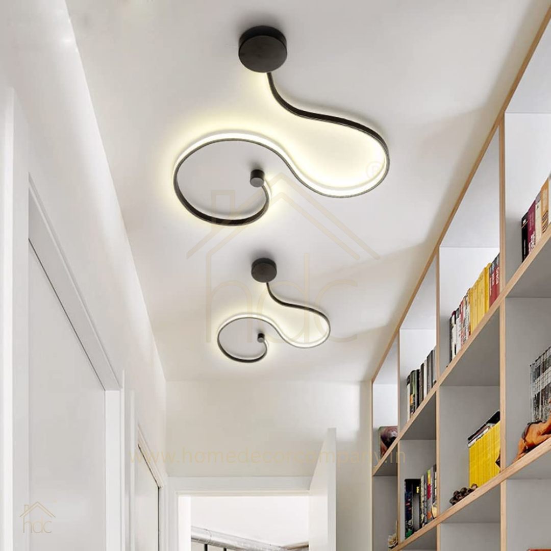 HDC Modern LED Wall Light Abstract Wave Design for Bedroom, Living Room & Accent Walls, Warm White Matte Black Finish