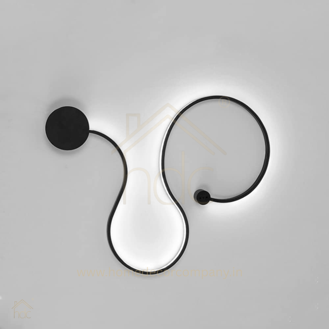 HDC Modern LED Wall Light Abstract Wave Design for Bedroom, Living Room & Accent Walls, Warm White Matte Black Finish
