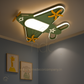 Hdc Aviator Kids Ceiling Light Airplane Shaped LED Fixture for Boys’ Bedroom | Soft White Glow | Green & Yellow Theme | Fun Aviation Design for Nursery, Study or Playroom
