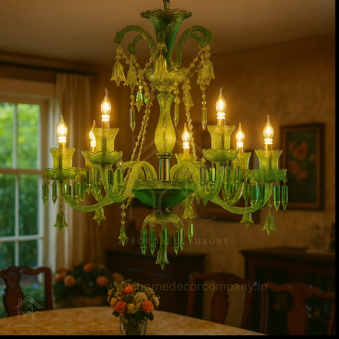 HDC 8 Lights Green Italian Imperial Emerald Crystal Chandelier For Living Room