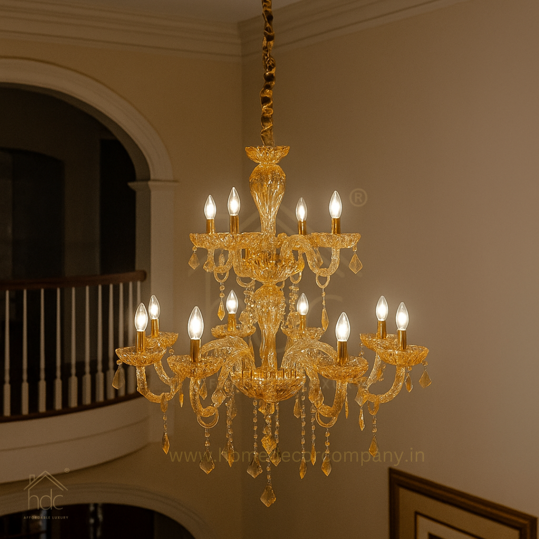 HDC 24-Light Multi-Tier Royal Amber Grandeur Glass Italian Chandelier