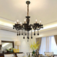 HDC 8-Light Black Noir Grandeur Crystal Glass Italian Chandelier For Living Room