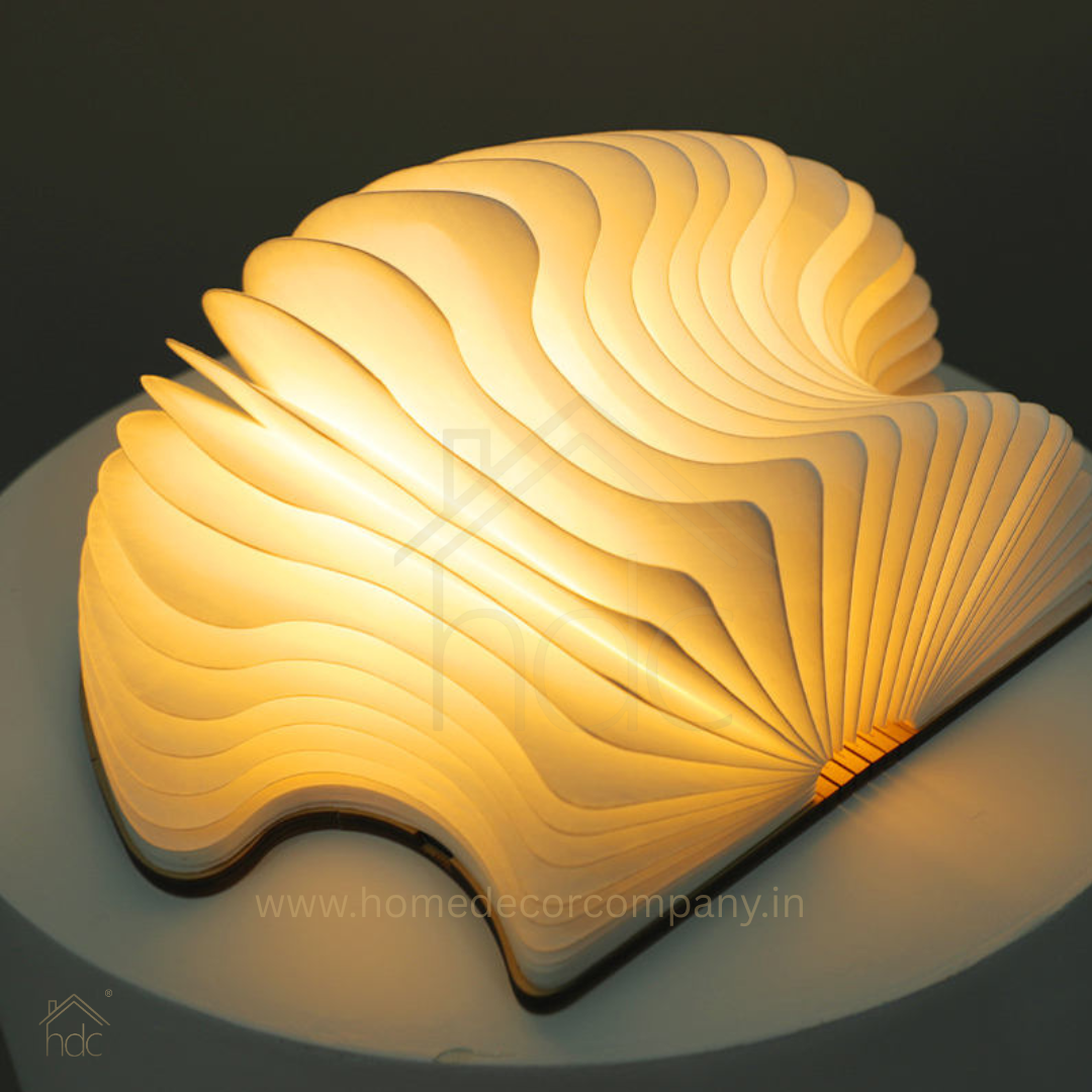 HDC Foldable Mushroom Style Paper Table Lamp 360° Warm Ambient Decorative Light for Bedroom, Bedside & Living Room