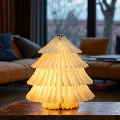 HDC Foldable Paper Lamp Night Light Rechargeable Bedroom Feature Crafted Black Walnut Wood Gift Box Set for Home Decor