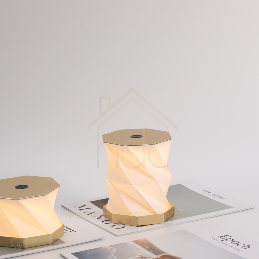 HDC High Quality Creative Folding Paper Lamp Metal Ambient Light Type-C Rechargeable for Office, Cafe