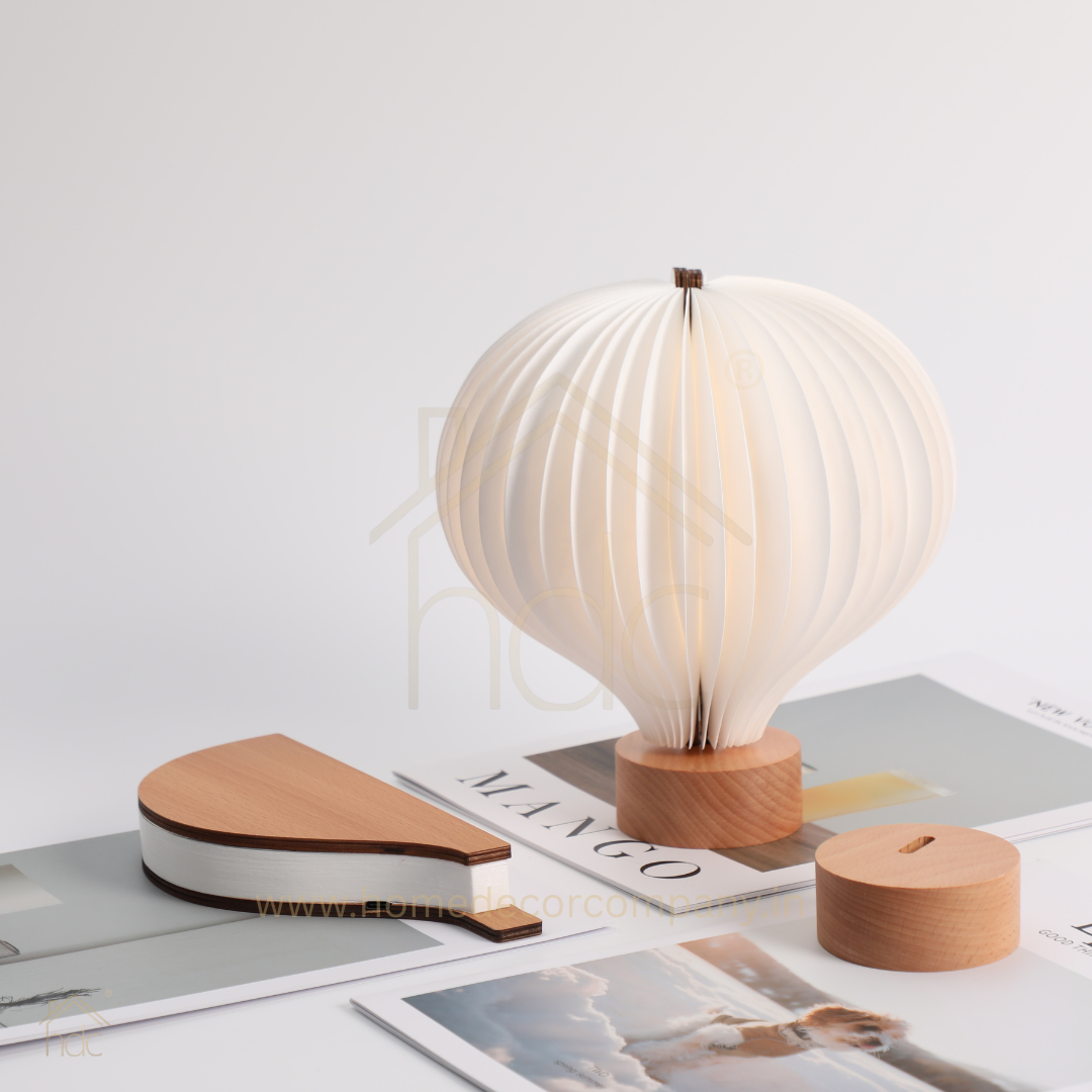 HDC Hot Air Balloon Folding Paper Modern RGB LED Desk Night Light Eco-Friendly Rechargeable Cordless Portable Table Lamps