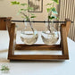 HDC Indoor Propagation Station Wooden Stand With 2 Bulb-Shaped Glass Vases Test Tube (Style 2)