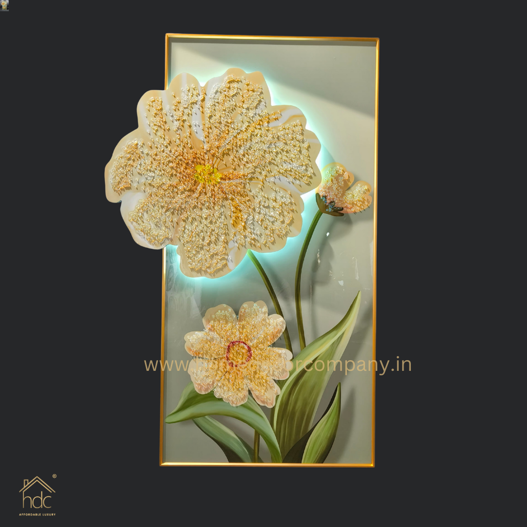Hdc Modern Art Wall Painting Of Sunflower Diamond Crystal Porcelain Painting Wall Art Modern Simple Living Room Sofa Background Mural Painting Home Decor(24*48 IN)
