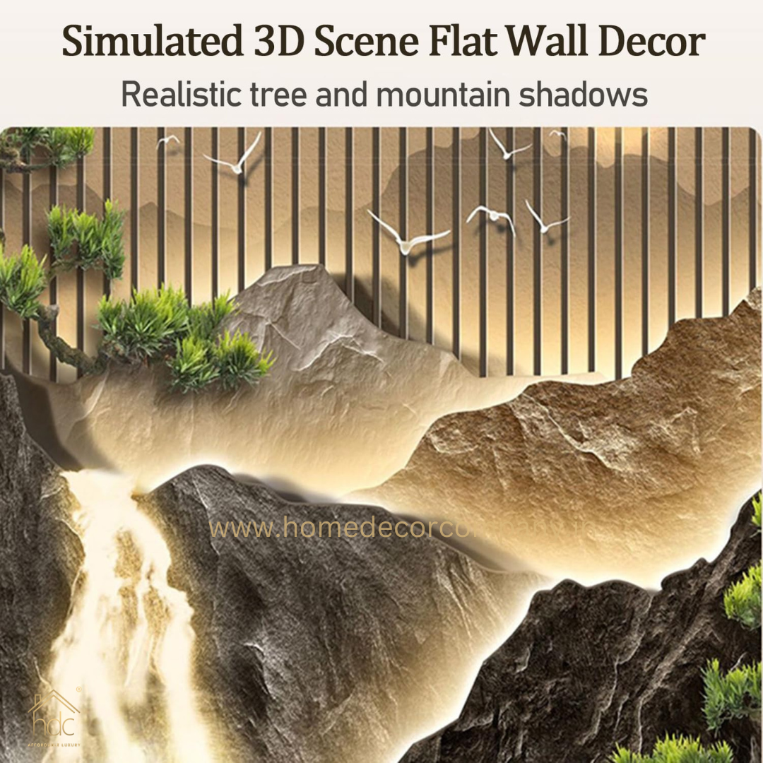 Hdc Modern Beautyful Round Nature Scenery LED Crystal Painting for Home Decor Of Living Room Three-Dimensional LED Light Wall Art (Dia-32 IN)