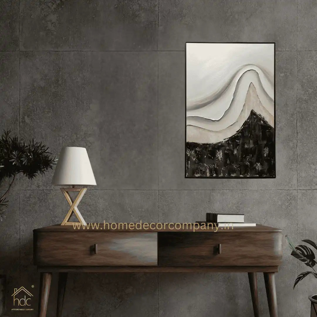 HDC Exclusive Hand Crafted Painting Framed Abstract Painting that Depicts a Mountain Landscape with a Textured, Three-Dimensional Effect