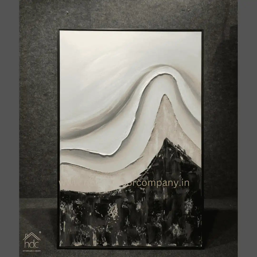 HDC Exclusive Hand Crafted Painting Framed Abstract Painting that Depicts a Mountain Landscape with a Textured, Three-Dimensional Effect