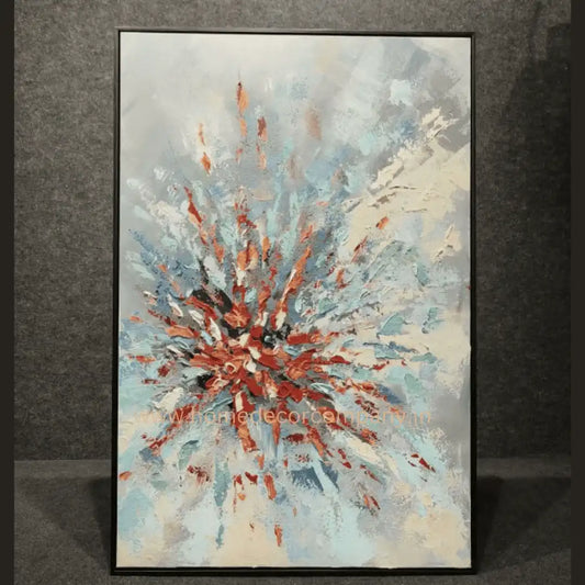 HDC Exclusive Hand Crafted Painting is Dominated by Shades of Red, Orange, and Teal, with hints of White and Grey in the Background