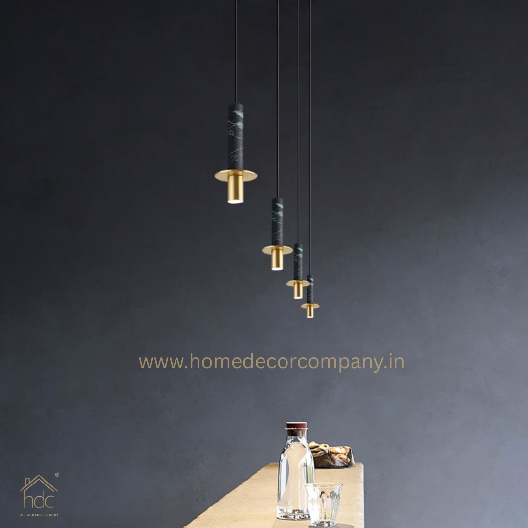 Hdc Modern Nordic Modern Minimalist Bedroom Bedside Black Long Line Pendent Lamp Designer Light Luxury Restaurant Natural Stone Droplight (Black)