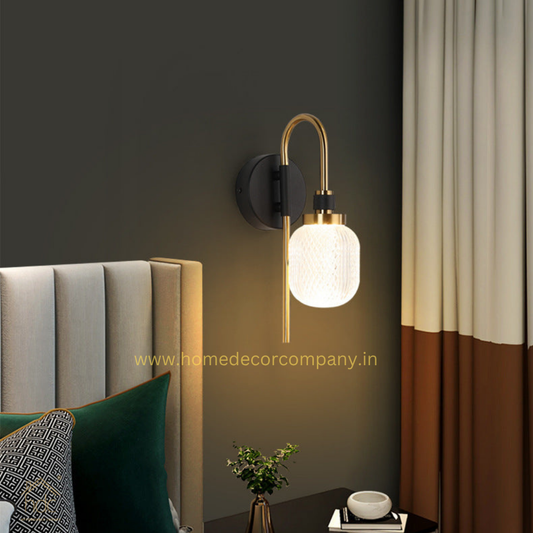 HDC LED Acrylic Black Gold Frost Wall Light Living Dining Bedside Light - Warm White